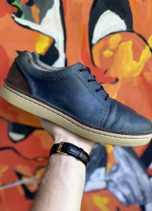 Clarks collection мокасины туфли 44,5 размер кожаные синие оригинал