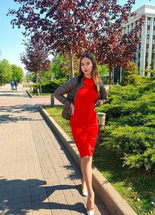 Червоне плаття міді в рубчик, h&m1 фото