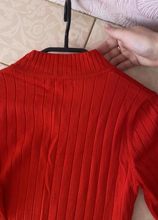 Красное платье миди в рубчик, h&amp;m2 фото