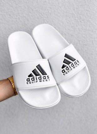 Летние белые тапочки шлёпанцы adidas білі чоловічі шльопанці тапки adidas адідас4 фото