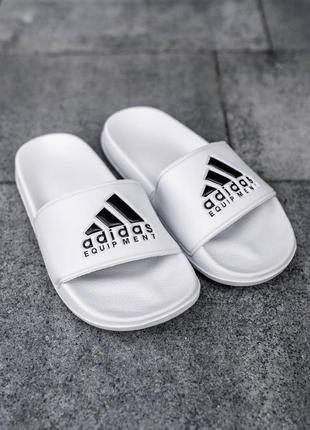 Летние белые тапочки шлёпанцы adidas білі чоловічі шльопанці тапки adidas адідас5 фото