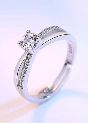 Нежное кольцо с камнем, кольцо с камушком, колечко с камушками, подарок, украшение, серебро2 фото