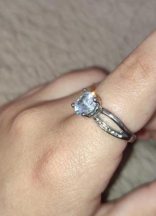 Нежное кольцо с камнем, кольцо с камушком, колечко с камушками, подарок, украшение, серебро5 фото