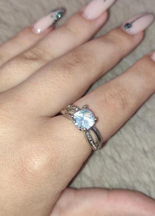 Нежное кольцо с камнем, кольцо с камушком, колечко с камушками, подарок, украшение, серебро4 фото