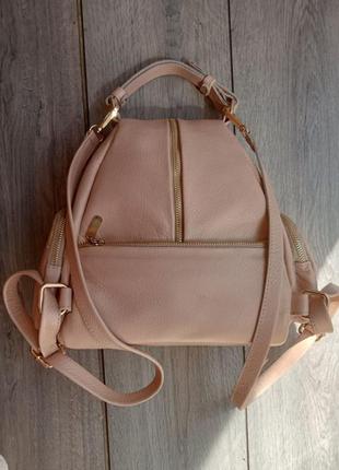 Кожаный персиковый рюкзак/ сумка4 фото