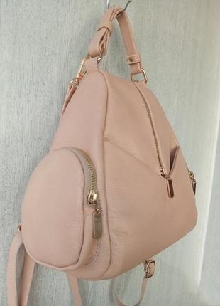 Кожаный персиковый рюкзак/ сумка2 фото