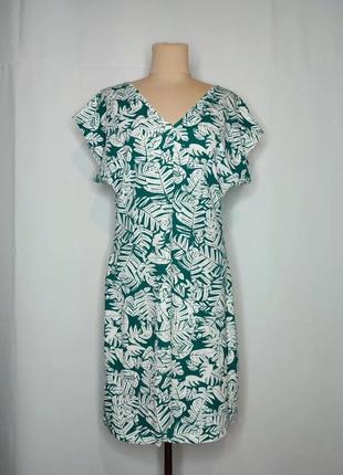 Сукня з віскози зелена, рослинний принт