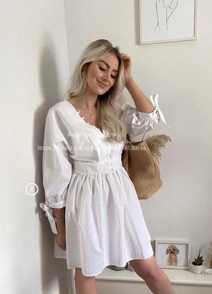 Белое платье мини из хлопкового поплина asos1 фото