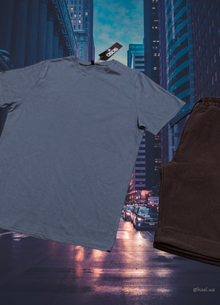Мужской летний базовый комплект костюм мужские шорты мужская футболка набор на лето подарок