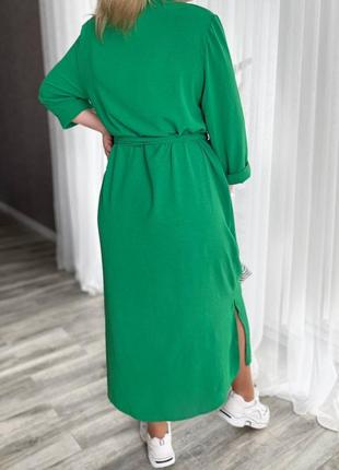 Платье женское длинное миди нарядное праздничное повседневное базовое батал больших размеров с поясом черное серое графит зеленое2 фото