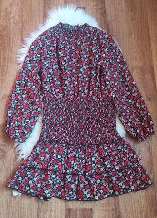 Платье сукня в цветочек резинка гофре объемный рукав m(12)7 фото