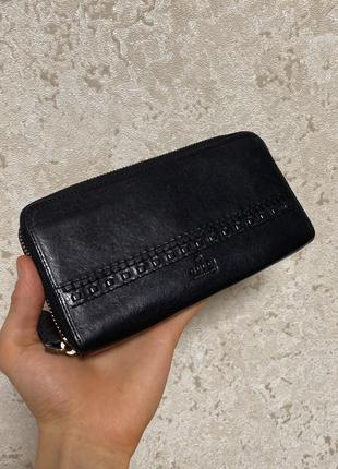 Шкіряний гаманець gucci italy vintage black вінтажний оригінал чорний