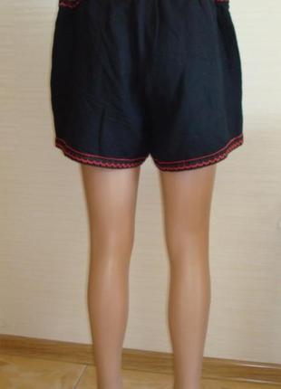 Перезагружены🐞🐞 esmara легкі гарні шорти жіночі льон з оздобленням чорні 42-44🐞🐞3 фото