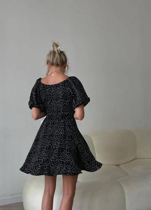 Платье мини на запах v образный вырез рукав спущенный фонарик юбка расклешонная под поясок ткань софт3 фото