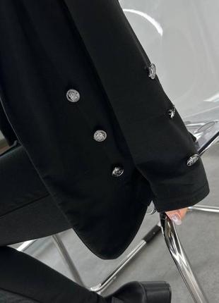 Брючный костюм женский классический деловой офисный базовый черный зеленый летний летний легкий брюки пиджак топ4 фото