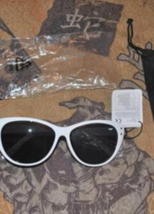 Солнечные очки окуляры белые капельки сова кошка4 фото