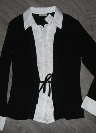 Cтильный кардиган с блузой, офисный вариант