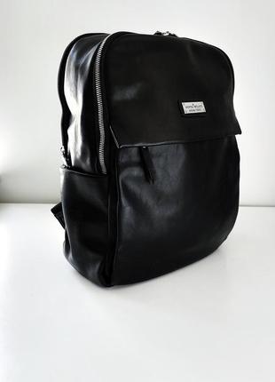 Городской рюкзак черный на два отделения унисекс dovili milano w-021153 фото