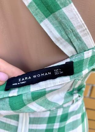 Стильный сарафан платье zara# в клетку # zara# натуральная ткань# лен2 фото