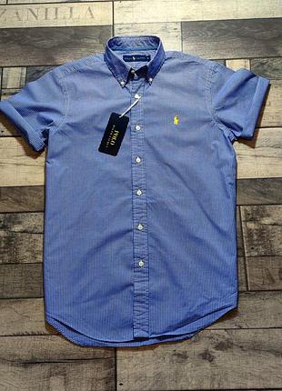 Мужское хлопковое элегантная тенниска polo ralph lauren в синем цвете размер s