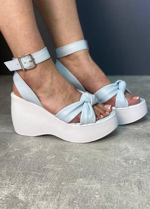 Шкіряні босоніжки на танкетці, 36-40, слиною колір!