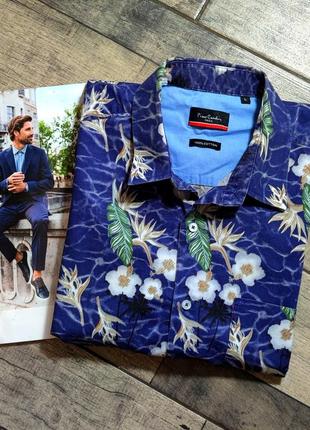 Мужская элегантная  хлопковая рубашка рierre сardin  германия в синем цвете в размере l