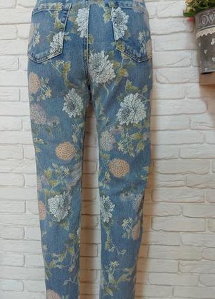 Коттоновые джинсы, цветочный принт.2 фото