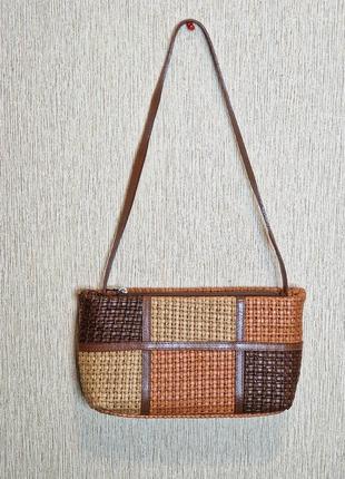 Трендовая, винтажная и актуальная плетенная сумочка из натуральной кожи roberto pancani