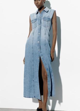 Платье макси платье платье платье платье зара zara maxi длинное джинсовое