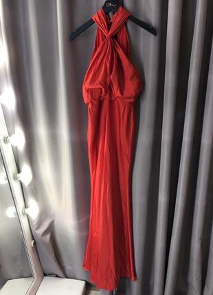 ❤️распродажа❤️атласное платье макси с халтером asos edition red4 фото