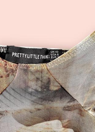 Актуальне літнє боді в сітку з принтом ренесанс prettylittlething4 фото