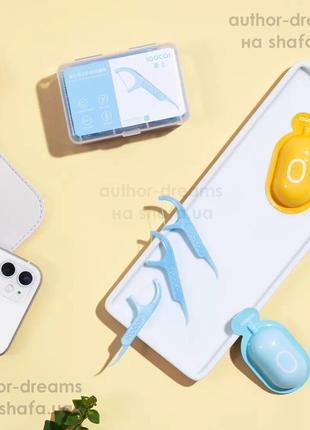 Оригінальні зубочистки із зубною ниткою xiaomi soocare soocas dental floss 50 штук в коробці9 фото