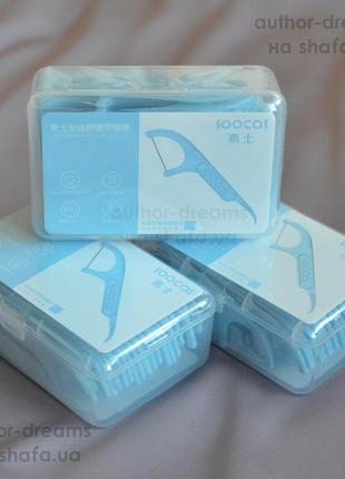 Оригинальные зубочистки с зубной нитью xiaomi soocare soocas dental floss 50 штук в коробке4 фото