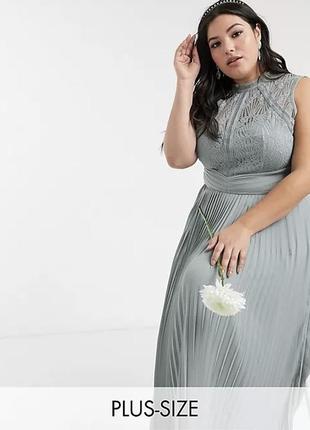 Шалфейно-зеленое платье макси с кружевной вставкой на спине tfnc tall bridesmaid3 фото