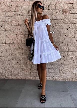 Стильное классическое классное красивое хорошенькое удобное модное трендовое простое платье белое2 фото