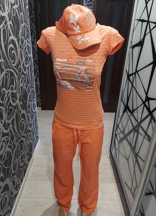 Летний оригинальный костюм, комплект termit персикового цвета 42-44