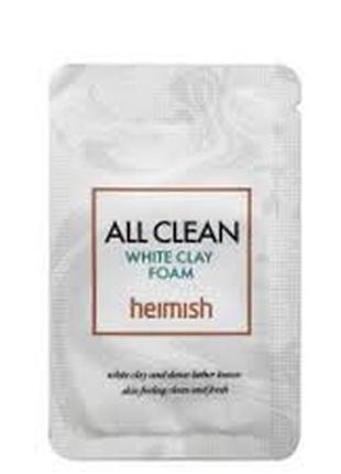 Очищающая пенка с белой глиной heimish all clean white clay foam 2ml1 фото