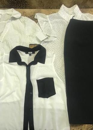 Костюм классический (юбка черная +блузка белая ) 44-46р2 фото