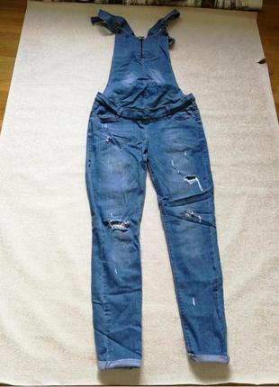 Брендовый джинсовый комбинезон для беременных1 фото