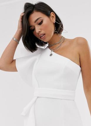 Платье мини на одно плечо с оборками asos design4 фото