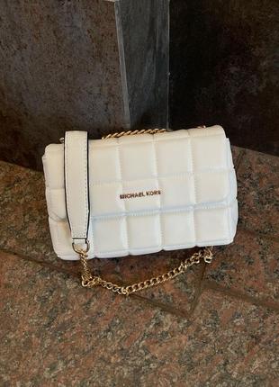 Сумка michael ko0rs soho small quilted leather shoulder bag white