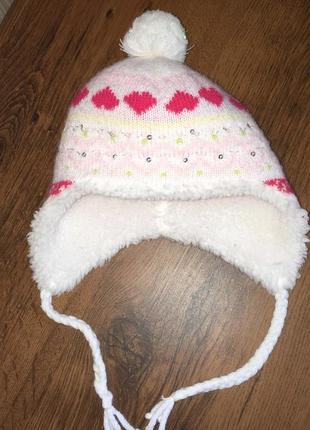 Зимова шапочка для дівчинки 1-1,5 року