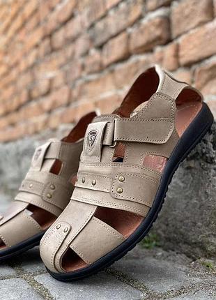 Чоловічі сандалі шкіряні літні оливка morethan розміри з 40 по 45 fv_02634