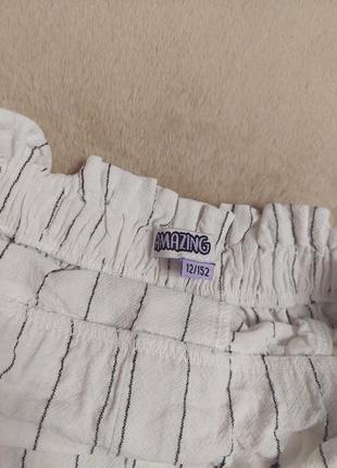 Летние легкие белые шорты шортики в полоску на высокой посадке amaring в стиле zara h&m bershka6 фото