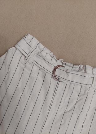 Летние легкие белые шорты шортики в полоску на высокой посадке amaring в стиле zara h&m bershka3 фото