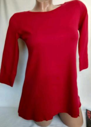 Вишнево-красная базовая футболка в рубчик рукав 1/2, р. n-2/m, наш 44, от marc cain sports