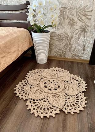 Рельєфний килим «лотос» з трикотажної пряжі