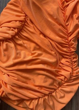 Неонова помаранчева сукня резинка міді xs-s5 фото