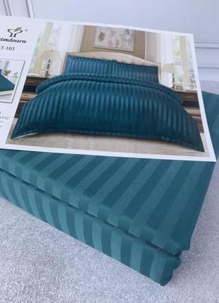 Комплект постельного белья с простыней на резинке сатин-страйп евро10 фото