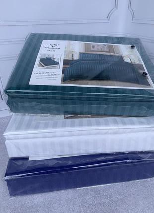 Комплект постельного белья с простыней на резинке сатин-страйп евро8 фото